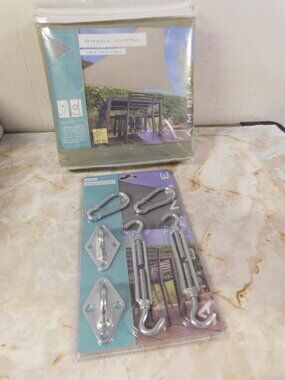 AMBIANCE Patio Shade Cloth & Fixation Kit NEW Sun Shade 16 Ft
